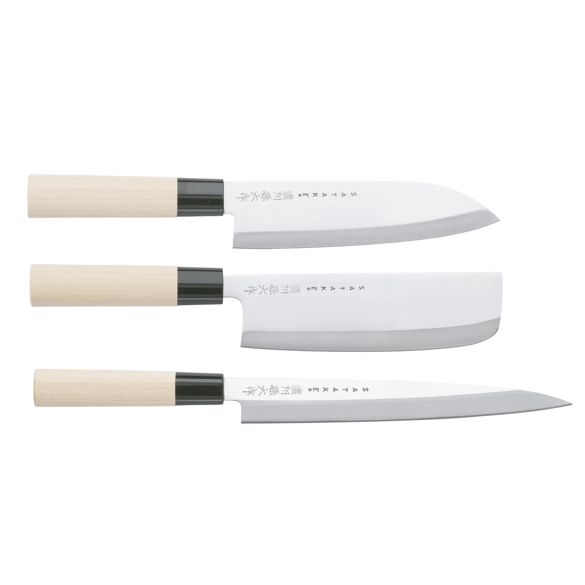 Ensemble de couteaux Satake Houcho nakiri, sashimi & santoku, 3 pièces Satake