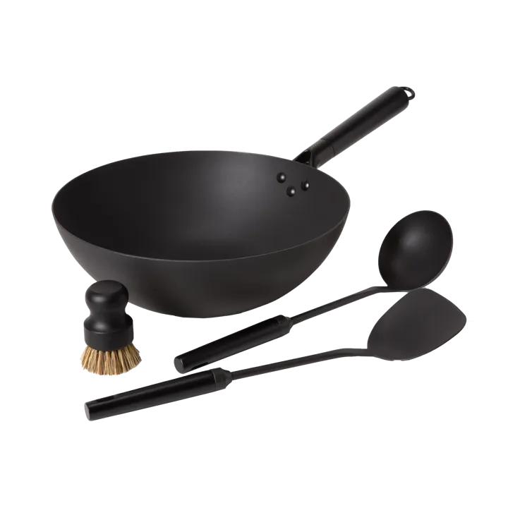 Ensemble wok Satake en acier carbone - 4 pièces - Satake