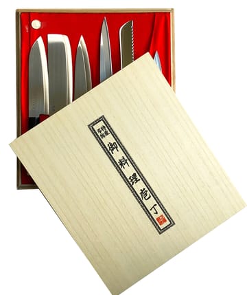 Set de couteaux dans une boîte en balsa 35x38 cm - 6 pièces - Satake