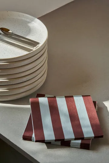 Bold Stripe serviette en papier - Rouge vin-bleu, lot de 20, 33x33 cm - Scandi Essentials