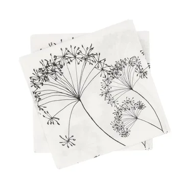 Botanical serviette en papier - Blanc-noir, lot de 20, 33x33 cm - Scandi Essentials