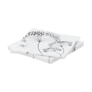 Botanical serviette en papier - Blanc-noir, lot de 20, 33x33 cm - Scandi Essentials