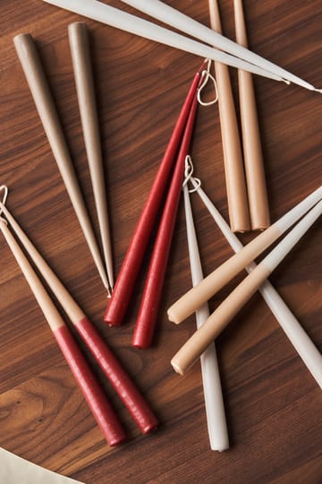 Bougie antique Affinity bicolore 32 cm, lot de 4 - Beige-rouge - Scandi Essentials