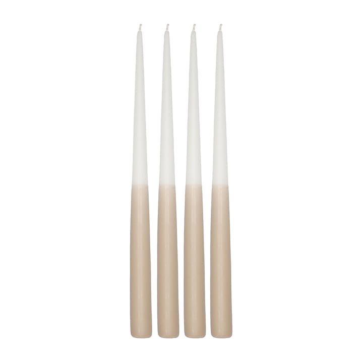 Bougie antique Affinity bicolore 32 cm, lot de 4 - Blanc-sable - Scandi Essentials