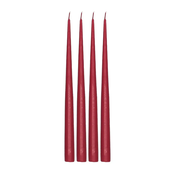 Bougie antique Atmosphere 32 cm, lot de 4 - Rouge foncé - Scandi Essentials