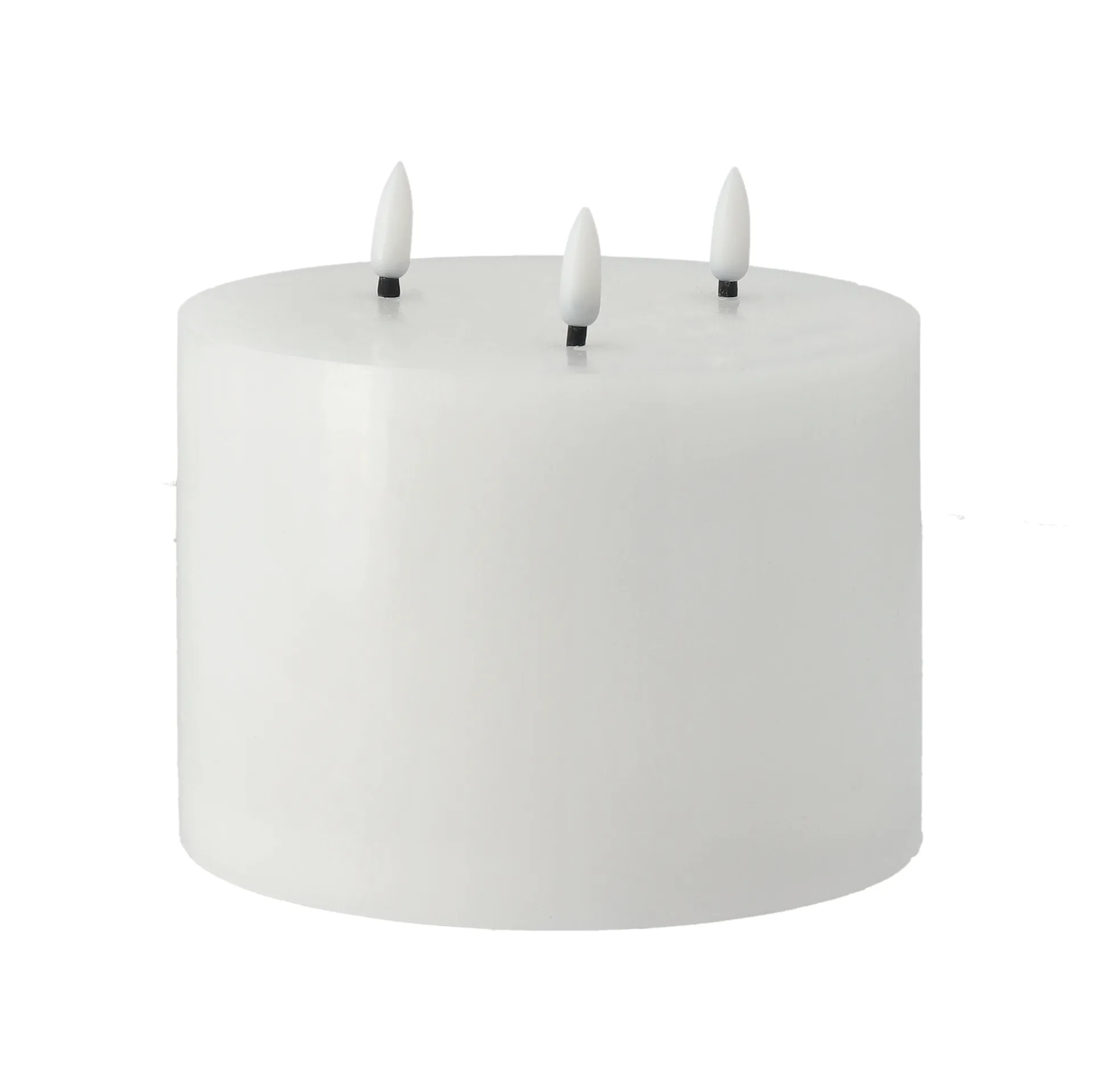 Bougie bloc LED 3 mèches 13 cm Bright Melt, Blanc Scandi Essentials