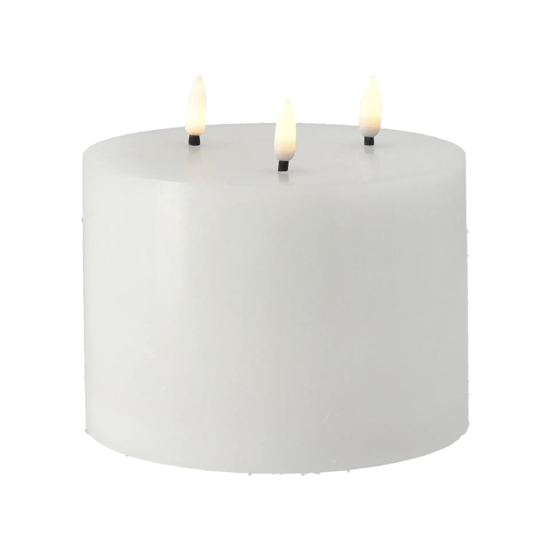 Bougie bloc LED 3 mèches 13 cm Bright Melt, Blanc Scandi Essentials