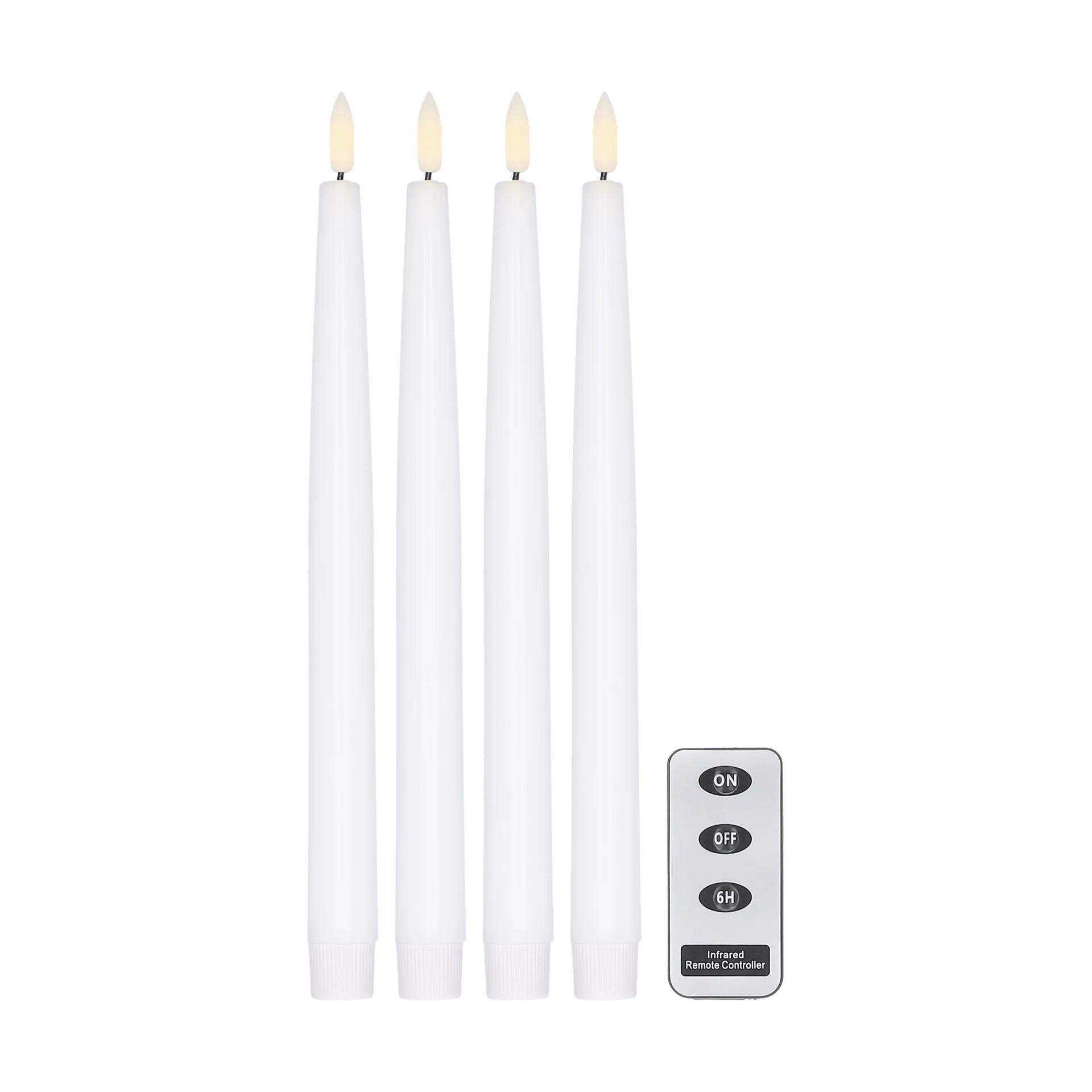 Bougie LED Bright 28,5 cm Lot de 4 avec télécommande, Blanc Scandi Essentials