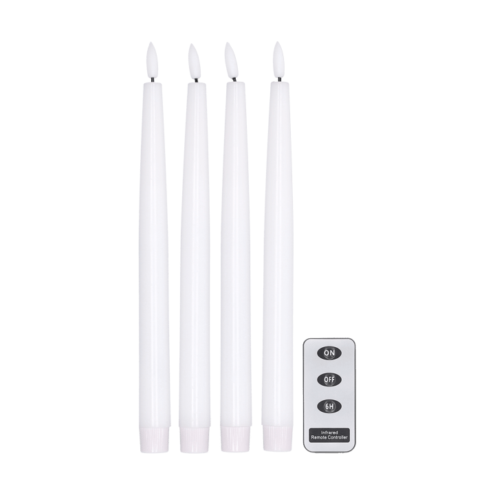 Bougie LED Bright 28,5 cm Lot de 4 avec télécommande - Blanc - Scandi Essentials