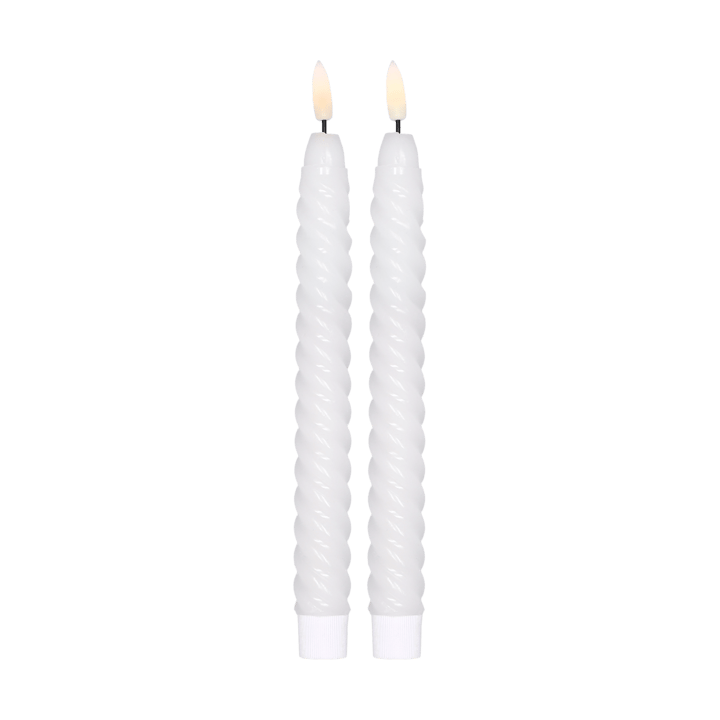 Bougie LED Twisted 25 cm Lot de 2 - Blanc - Scandi Essentials