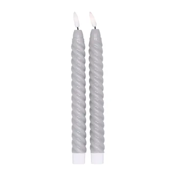 Bougie LED Twisted 25 cm Lot de 2 - Gris - Scandi Essentials