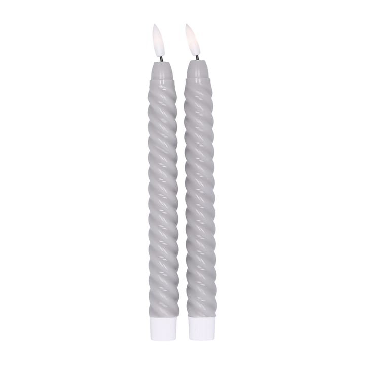 Bougie LED Twisted 25 cm Lot de 2 - Gris - Scandi Essentials