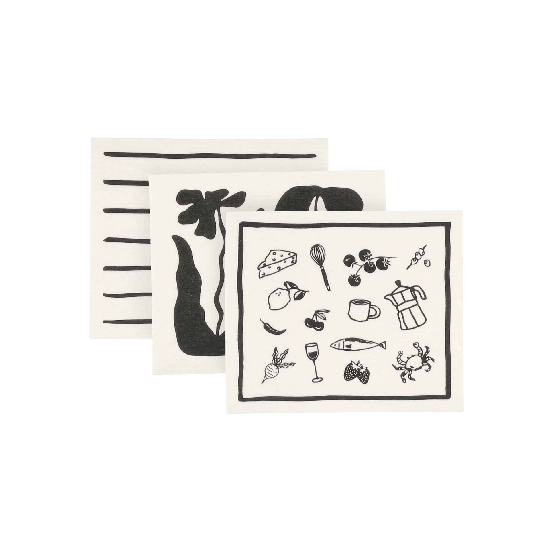 Daily lavette avec motif, blanc, lot de 3 Scandi Essentials
