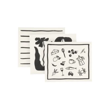 Daily lavette avec motif - blanc, lot de 3 - Scandi Essentials