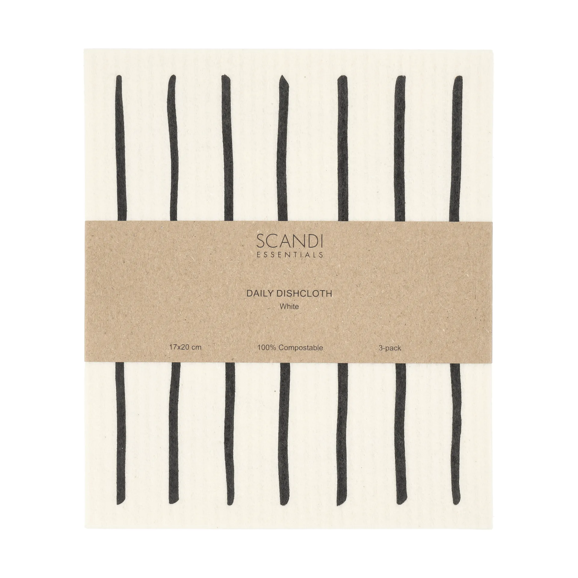 Daily lavette avec motif, blanc, lot de 3 Scandi Essentials