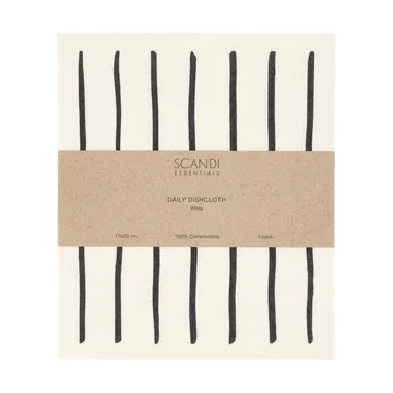 Daily lavette avec motif - blanc, lot de 3 - Scandi Essentials