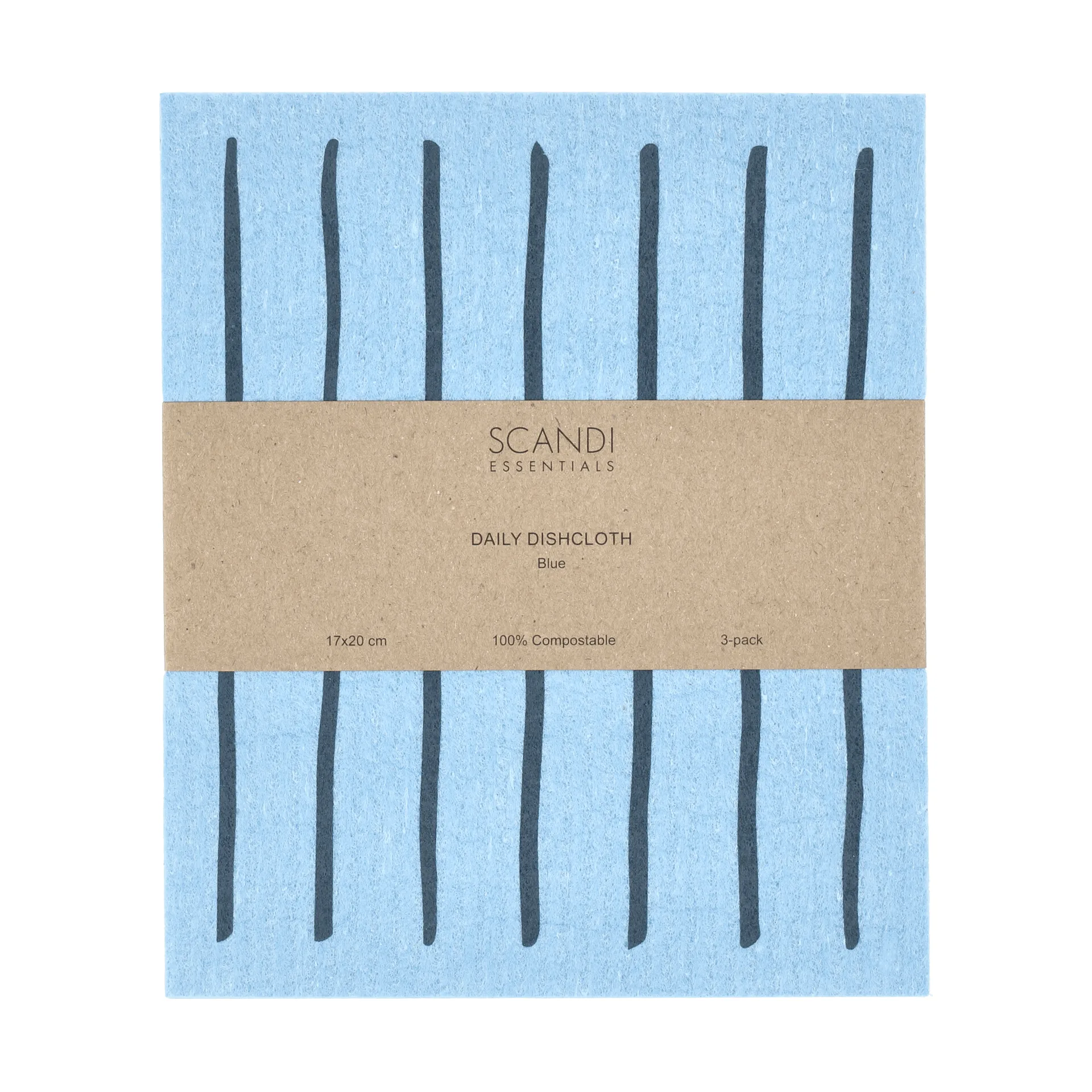 Daily lavette avec motif, Bleu, lot de 3 Scandi Essentials