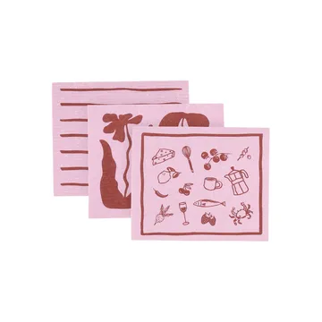 Daily lavette avec motif - Rose, lot de 3 - Scandi Essentials