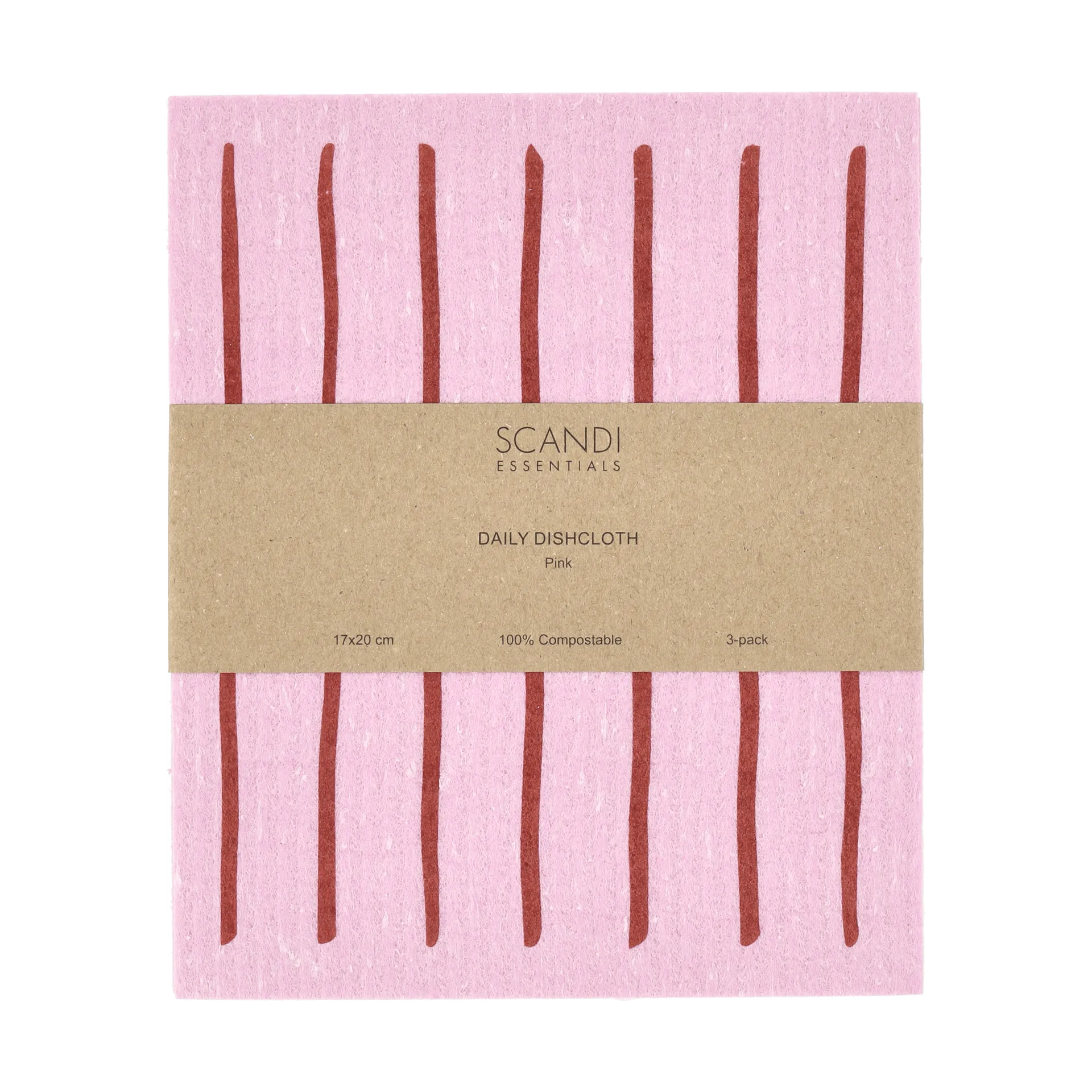 Daily lavette avec motif, Rose, lot de 3 Scandi Essentials