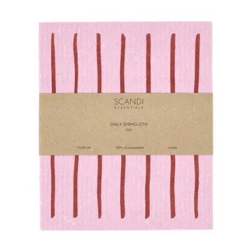 Daily lavette avec motif - Rose, lot de 3 - Scandi Essentials