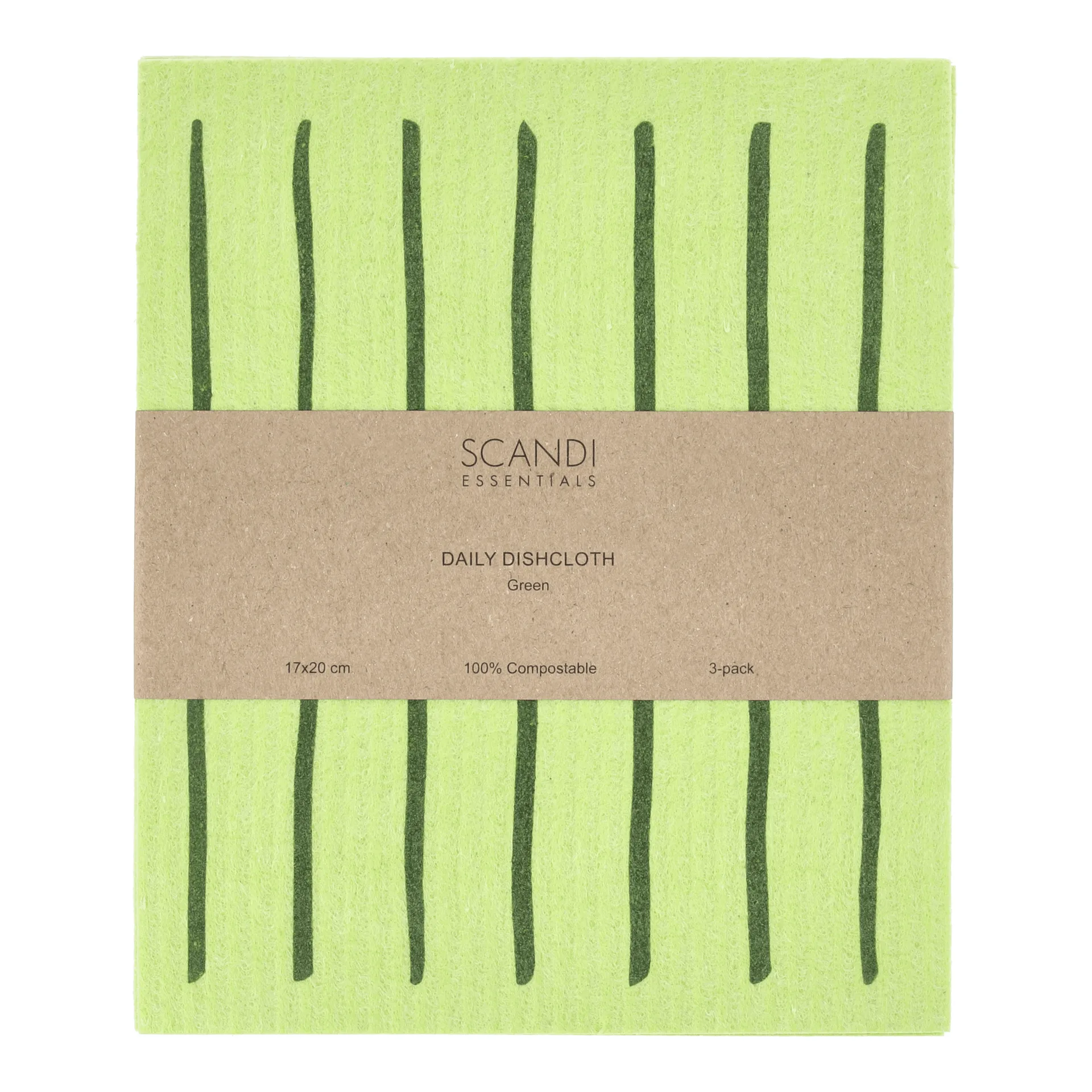 Daily lavette avec motif, Vert, lot de 3 Scandi Essentials