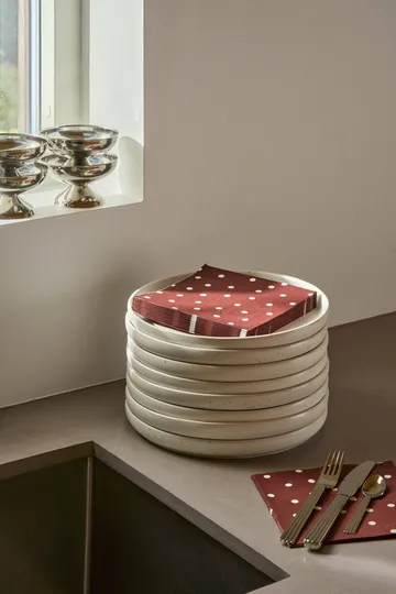 Fine dots serviette en papier - rouge vin-blanc, lot de 20, 33x33 cm - Scandi Essentials