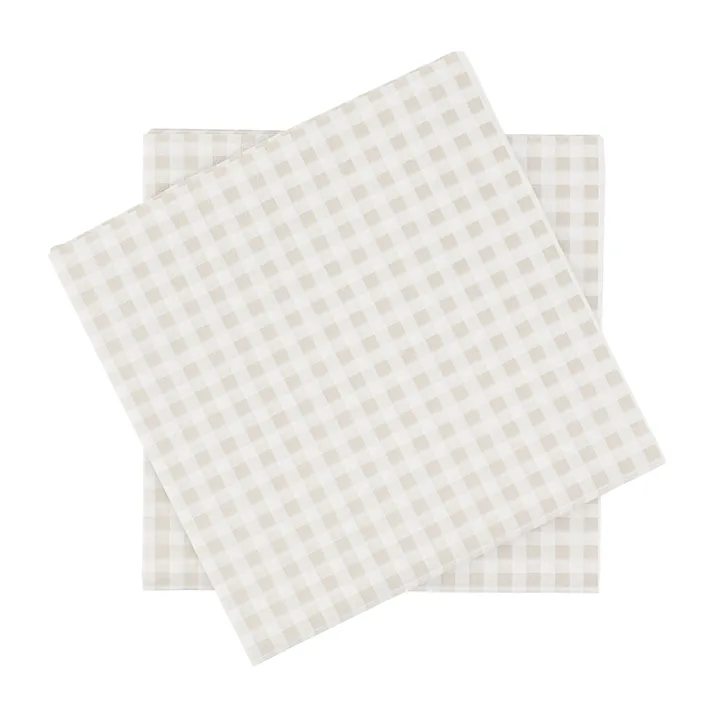 Fine grid serviette en papier - Blanc-beige, lot de 20, 33x33 cm - Scandi Essentials