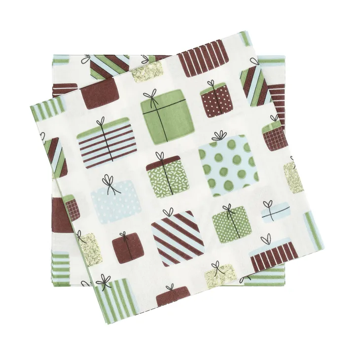 Gift serviette en papier - Multicolore, lot de 20, 33x33 cm - Scandi Essentials