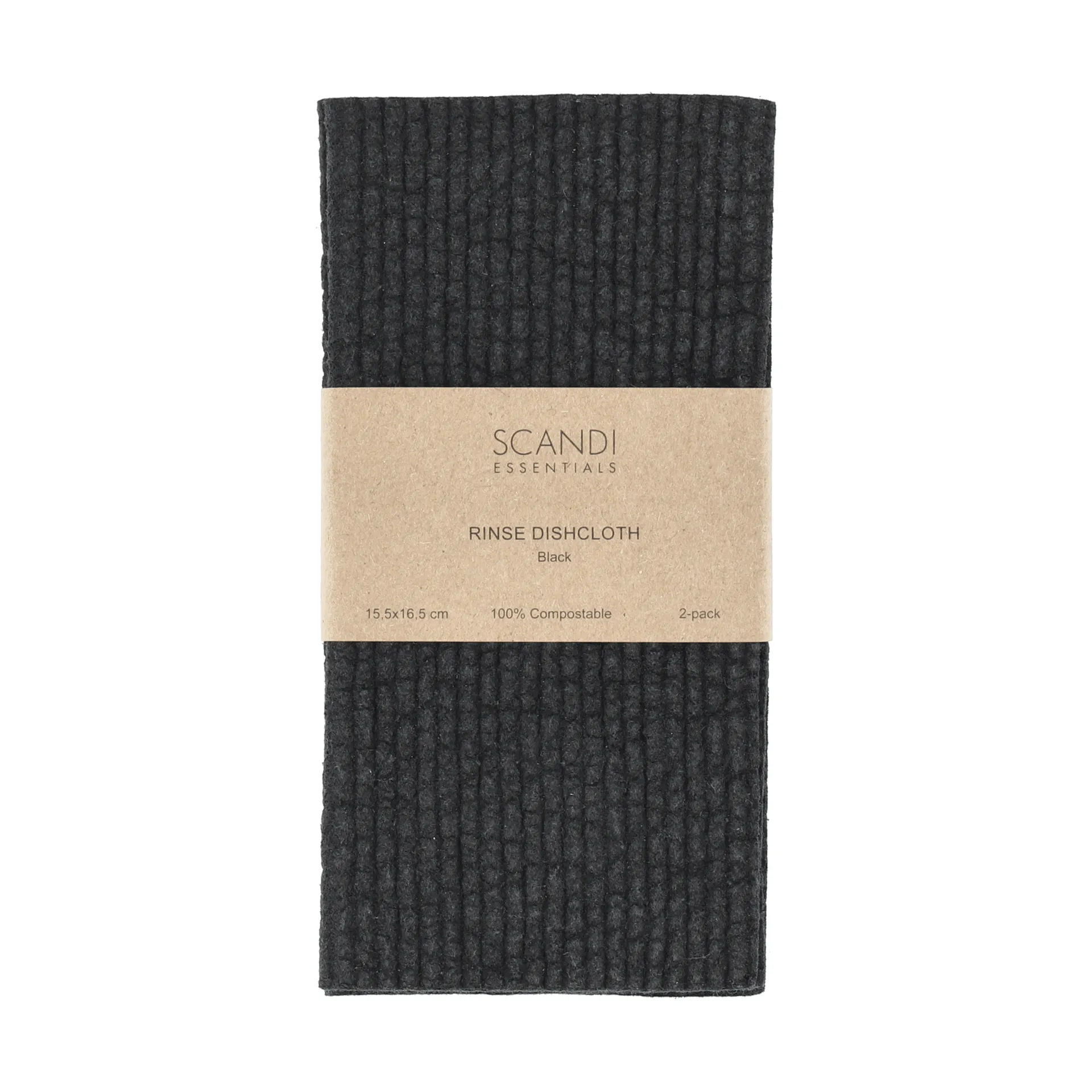 Rinse chiffonette, Noir, lot de 2 Scandi Essentials