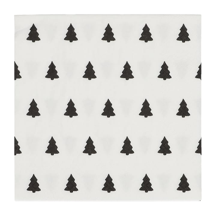 Serviette de table Linen trees 33x33 cm lot de 20 - noir-blanc - Scandi Essentials