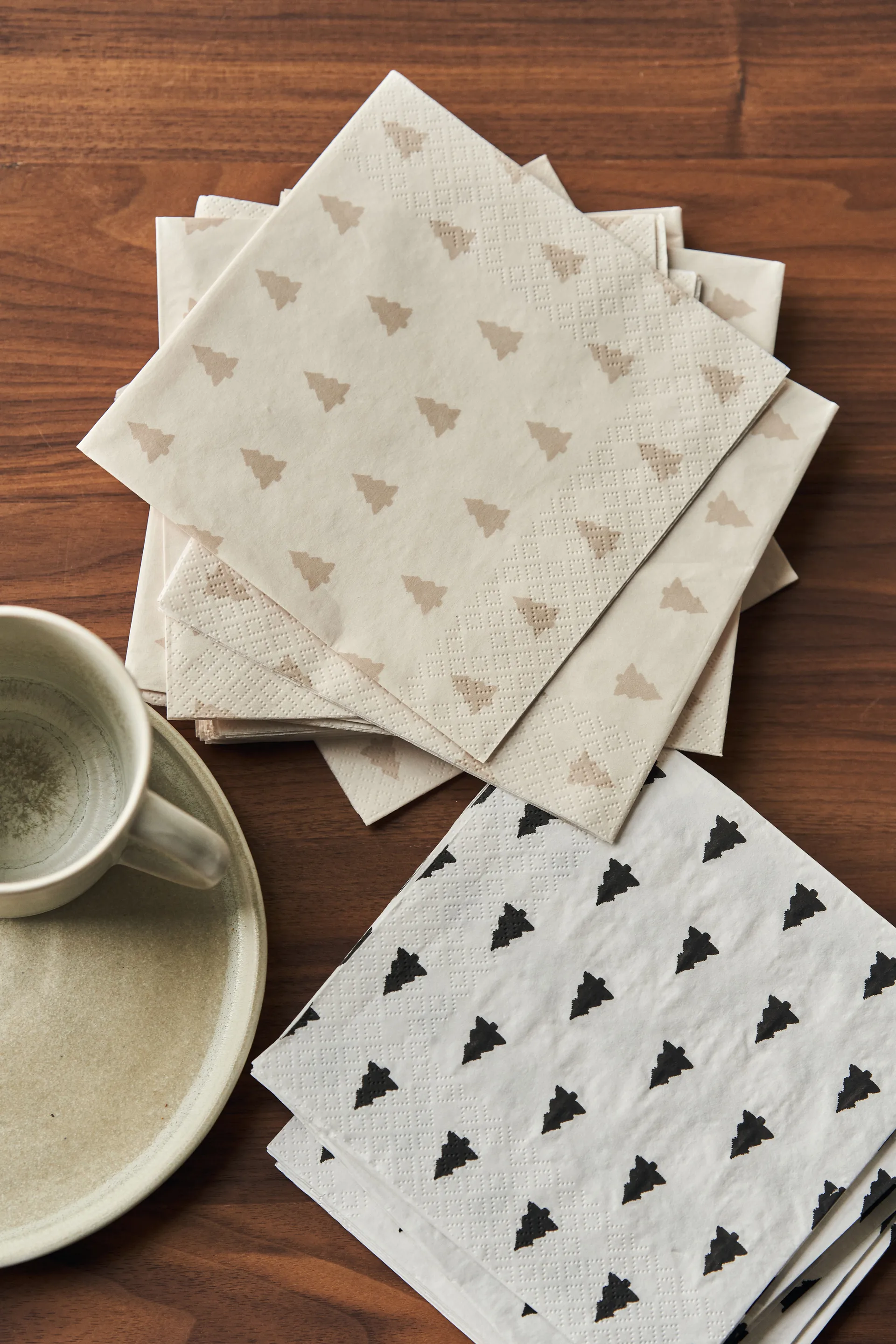 Serviette de table Linen trees 33x33 cm lot de 20, sable Scandi Essentials