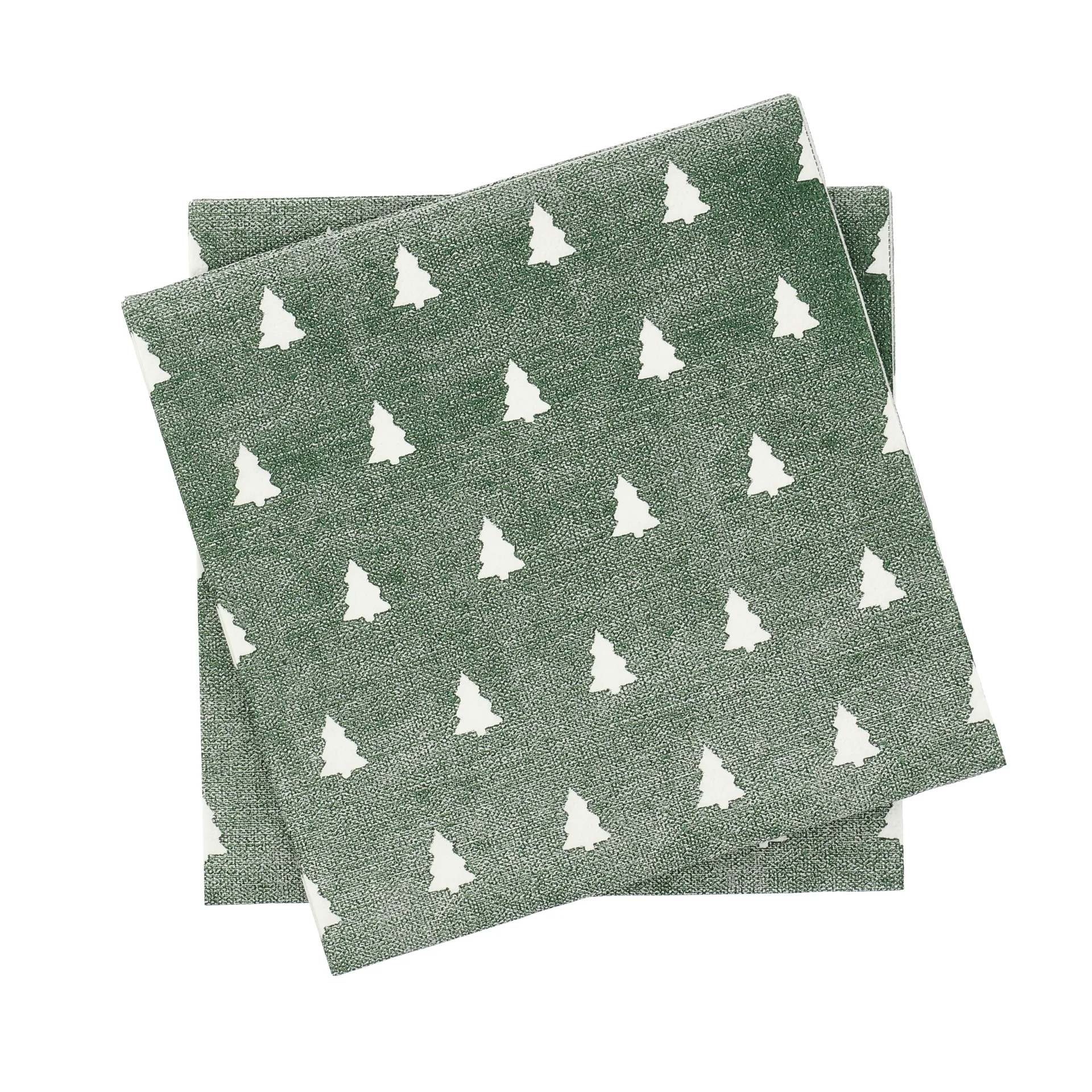 Serviette de table Linen trees 33x33 cm lot de 20, vert-blanc Scandi Essentials