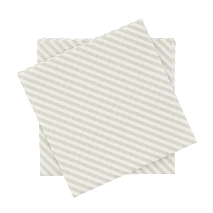 Serviette en papier à fines rayures - Blanc-beige, lot de 20, 33x33 cm - Scandi Essentials