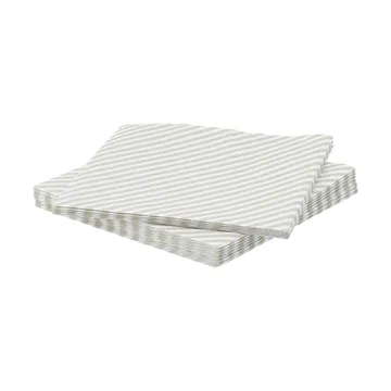 Serviette en papier à fines rayures - Blanc-beige, lot de 20, 33x33 cm - Scandi Essentials