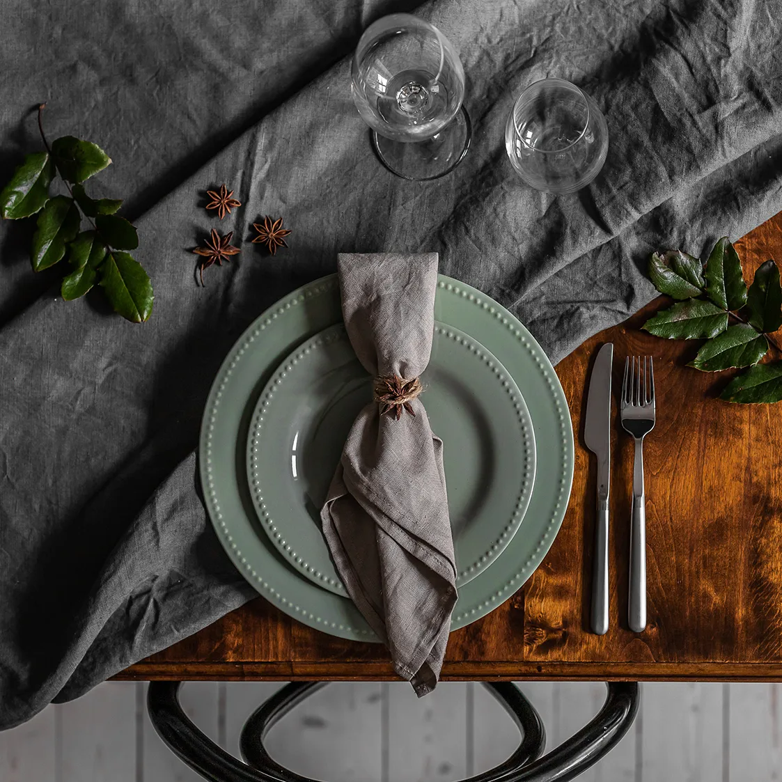 Assiette Dots 28cm Lot de 4, Vert Scandi Living