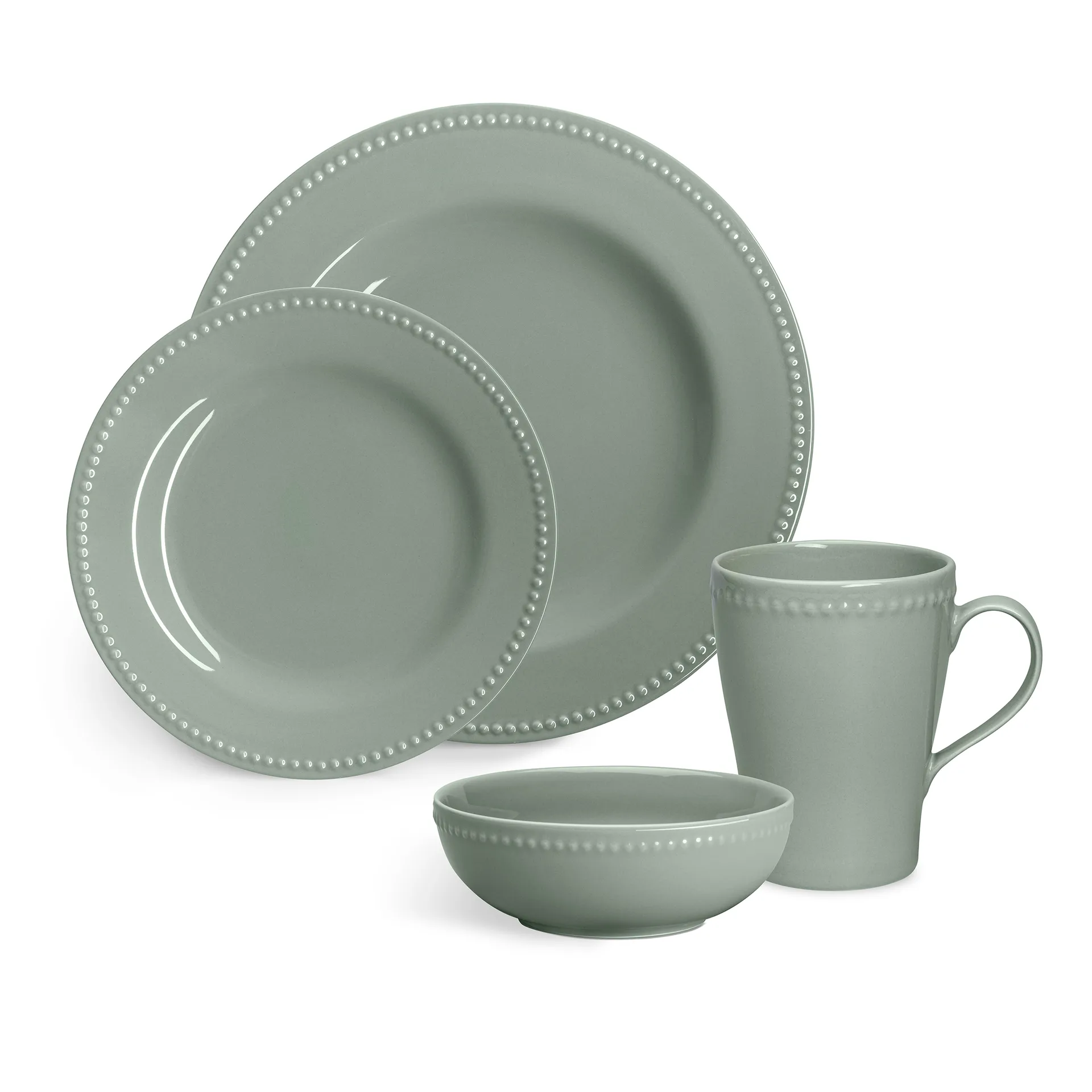 Assiette Dots 28cm Lot de 4, Vert Scandi Living