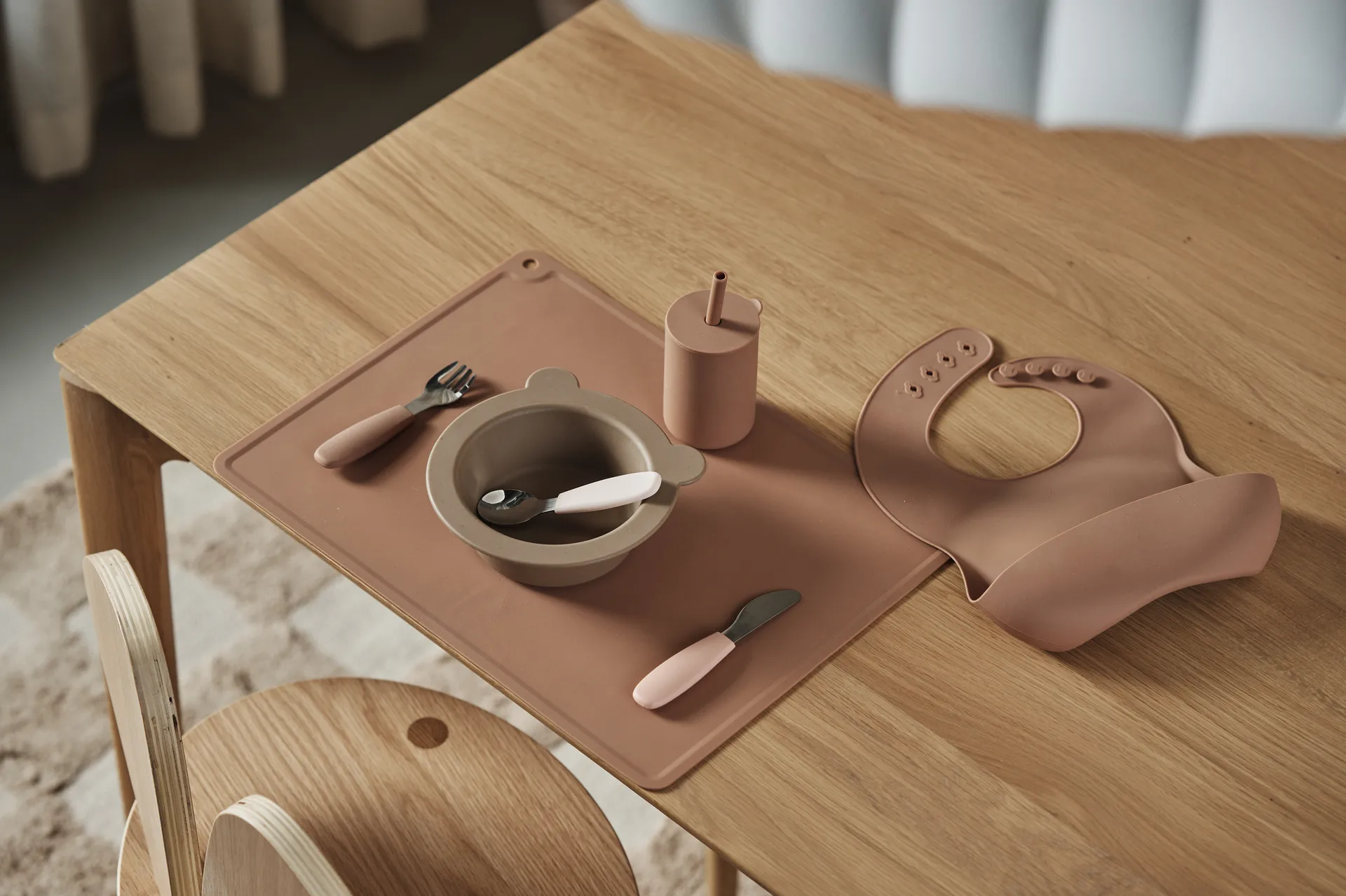 Bavoir en silicone Silly, 2 pièces’, Vanille-noisette Scandi Living