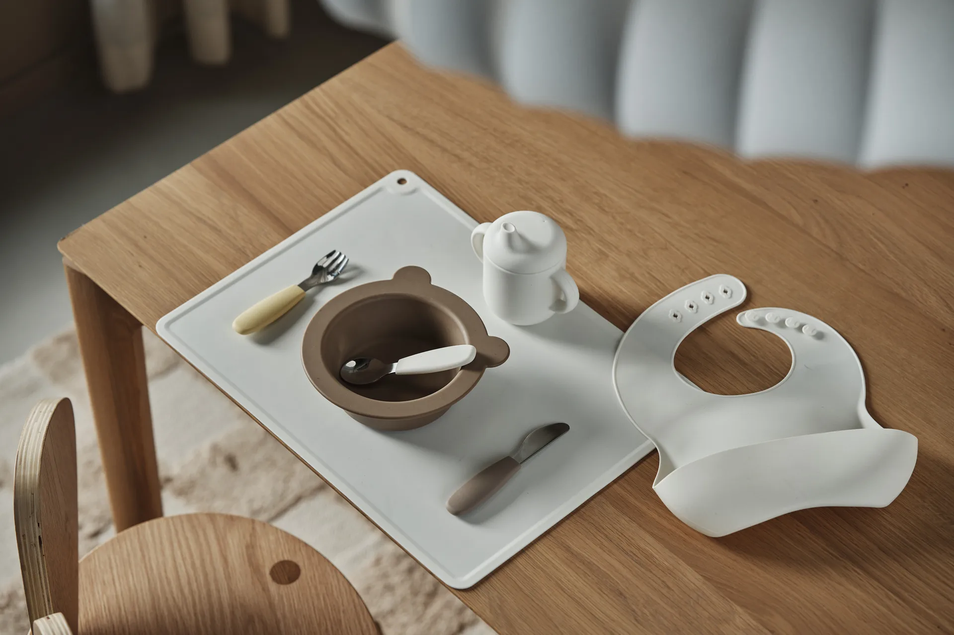 Bavoir en silicone Silly, 2 pièces’, Vanille-noisette Scandi Living