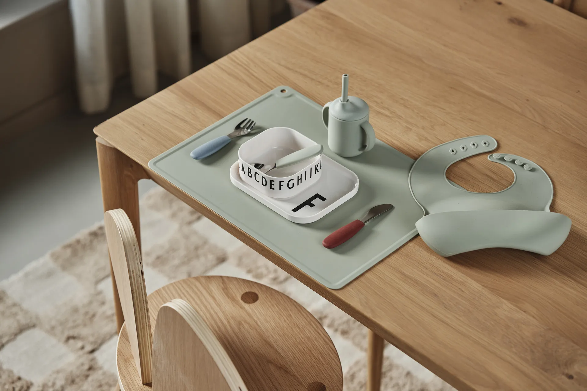 Bavoir en silicone Silly, 2 pièces’, Vert-bleu Scandi Living