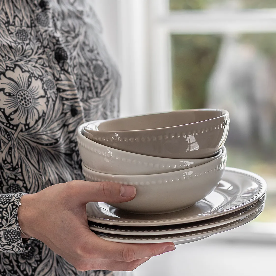 Bol Dots 60cl Lot de 4, Beige Scandi Living