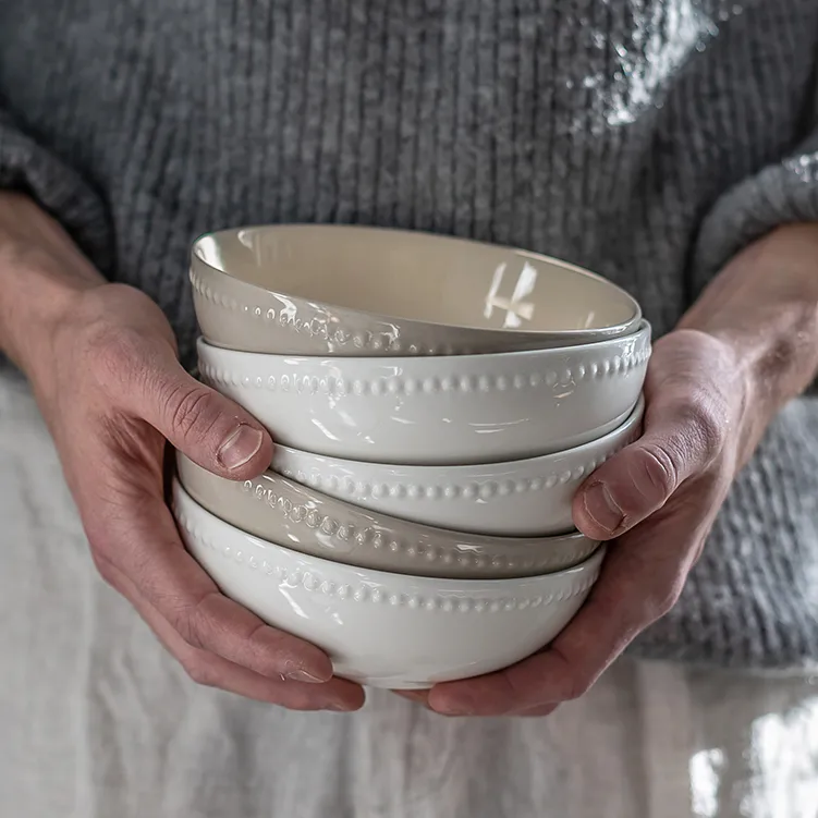 Bol Dots 60cl Lot de 4, Beige Scandi Living