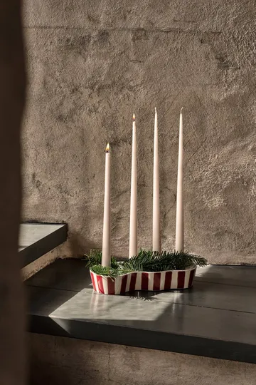 Bougeoir de l’Avent Ember - Rouge-blanc, 15×27,3 cm - Scandi Living