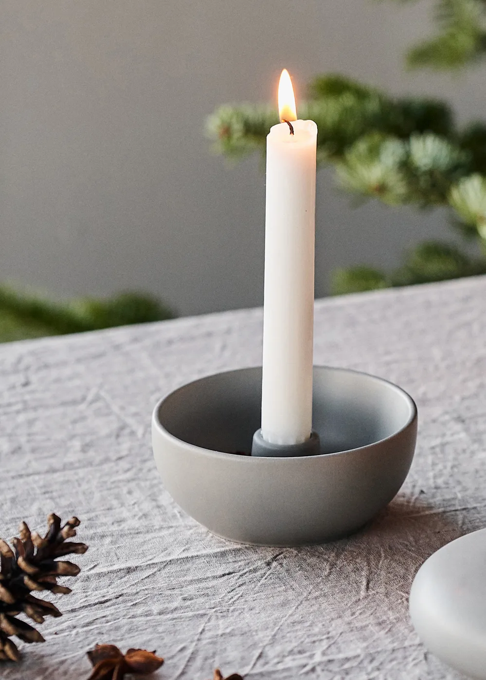 Bougeoir Valley Ø12 cm, Gris Scandi Living