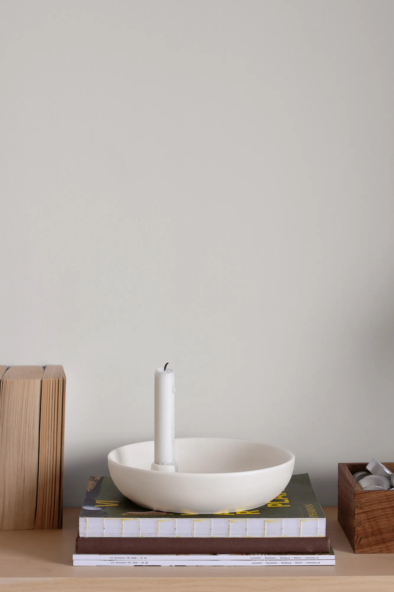 Bougeoir Valley Ø21 cm, Blanc Scandi Living
