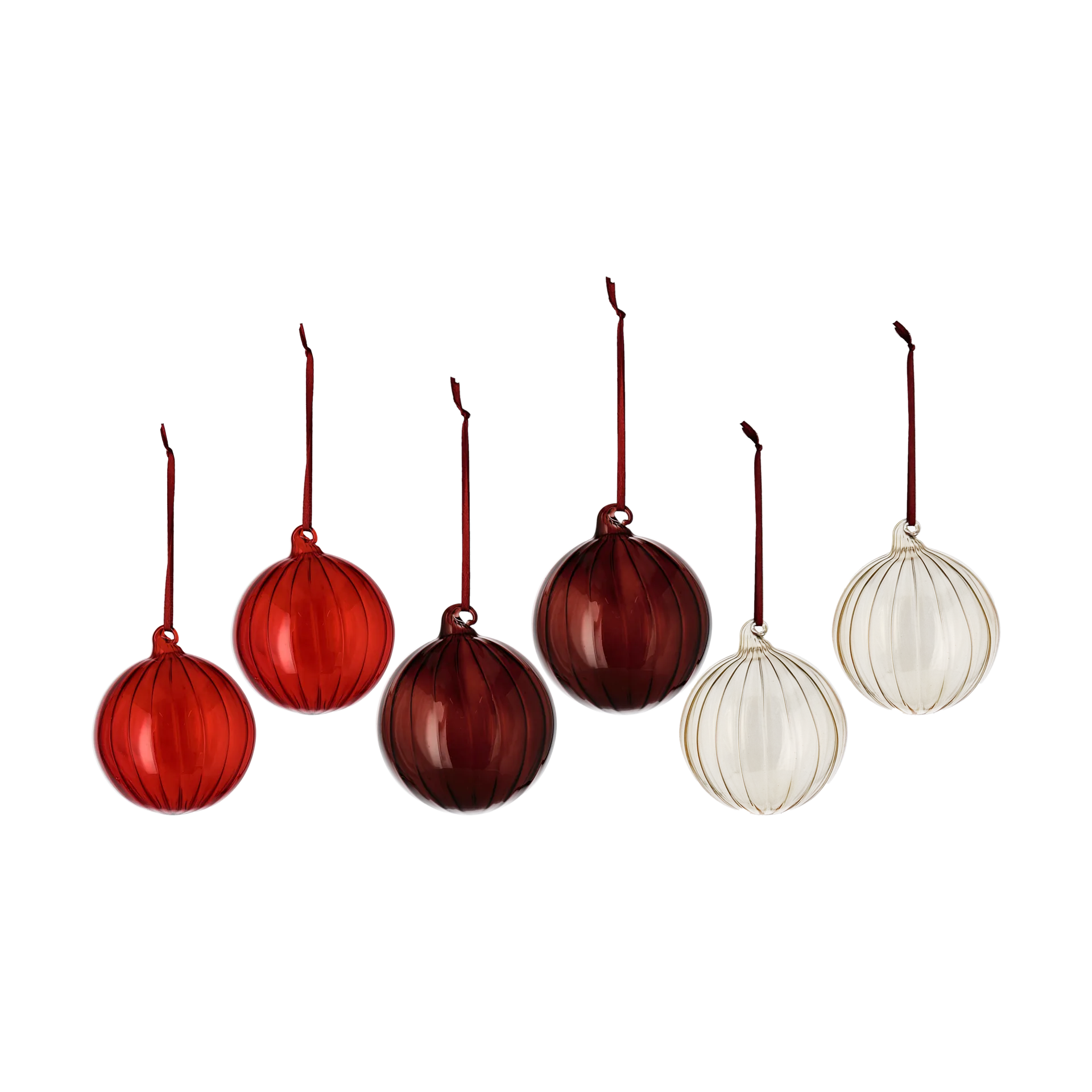 Boule de Noël Clarity Ø8 cm, lot de 6, Rouge Scandi Living