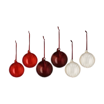 Boule de Noël Clarity Ø8 cm, lot de 6 - Rouge - Scandi Living