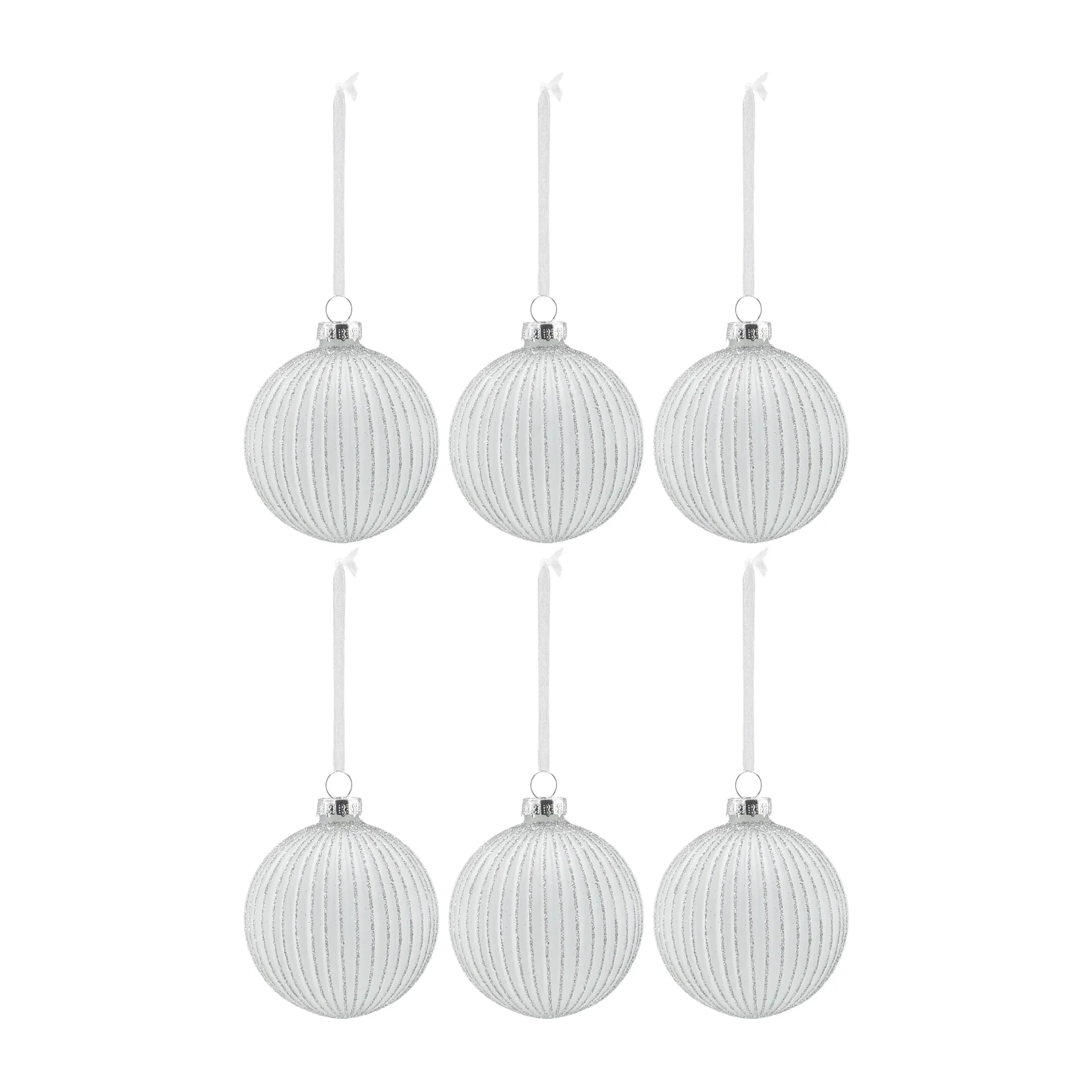 Boule de Noël Holiday lot de 6, Blanc Scandi Living