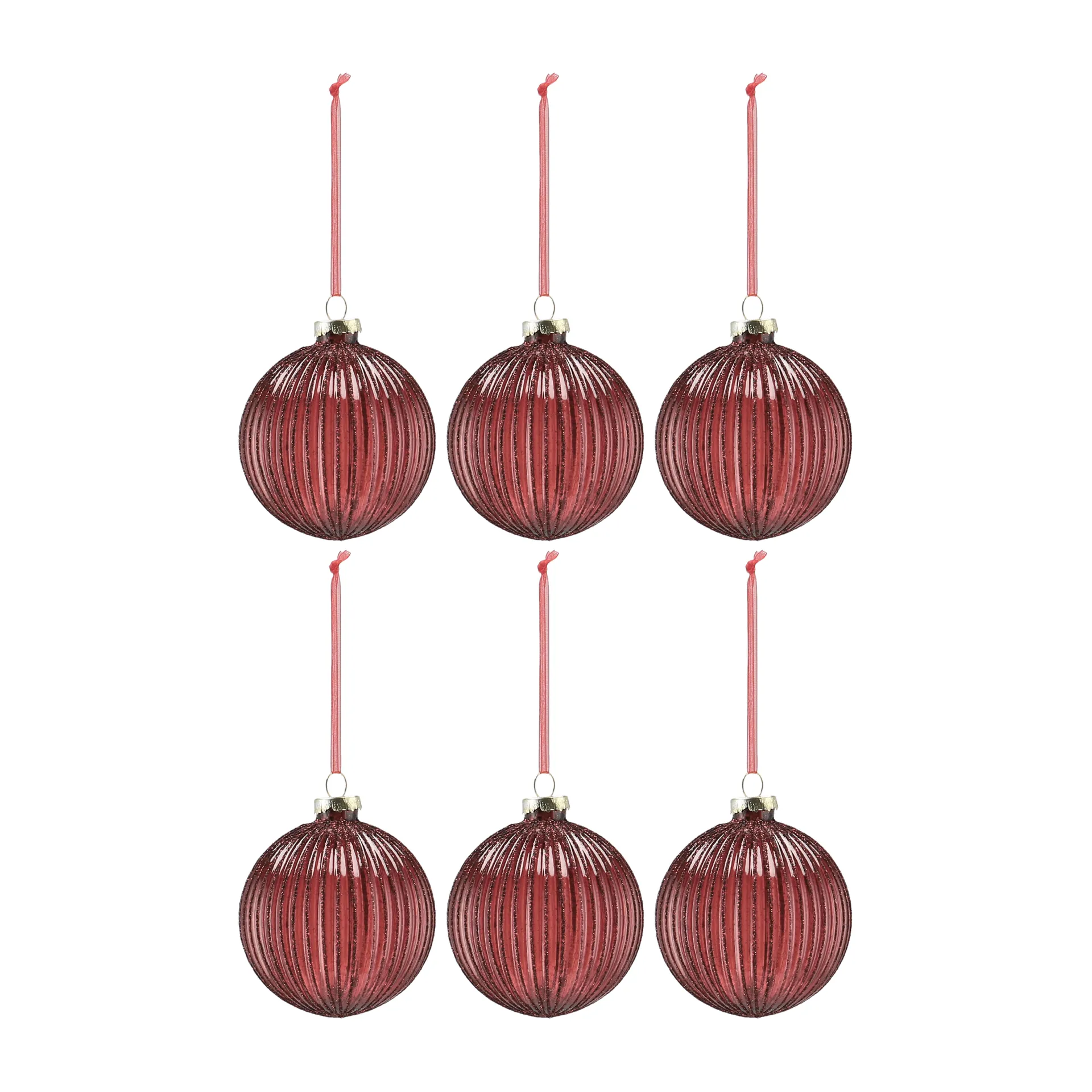 Boule de Noël Holiday lot de 6, Rouge Scandi Living