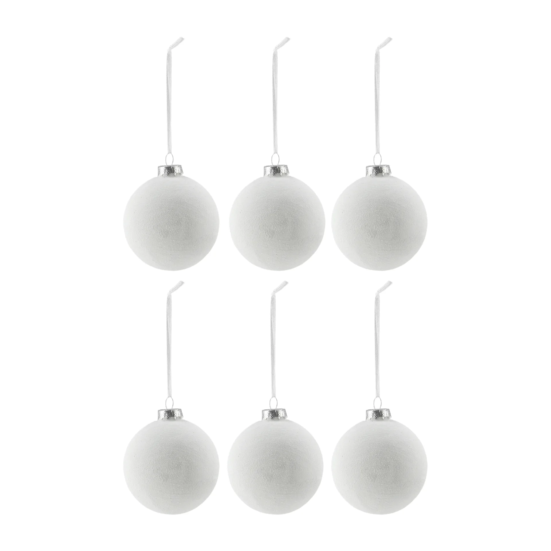 Boule de Noël Snowing lot de 6, Blanc Scandi Living