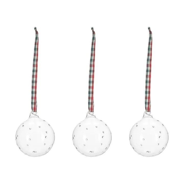 Boule de sapin avec nœud Grace Lot de 3 - Blanc - Scandi Living